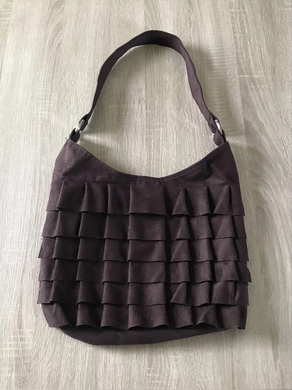 PREOWNED … Rich Chocolate “Ruffle” Shoulder Bag